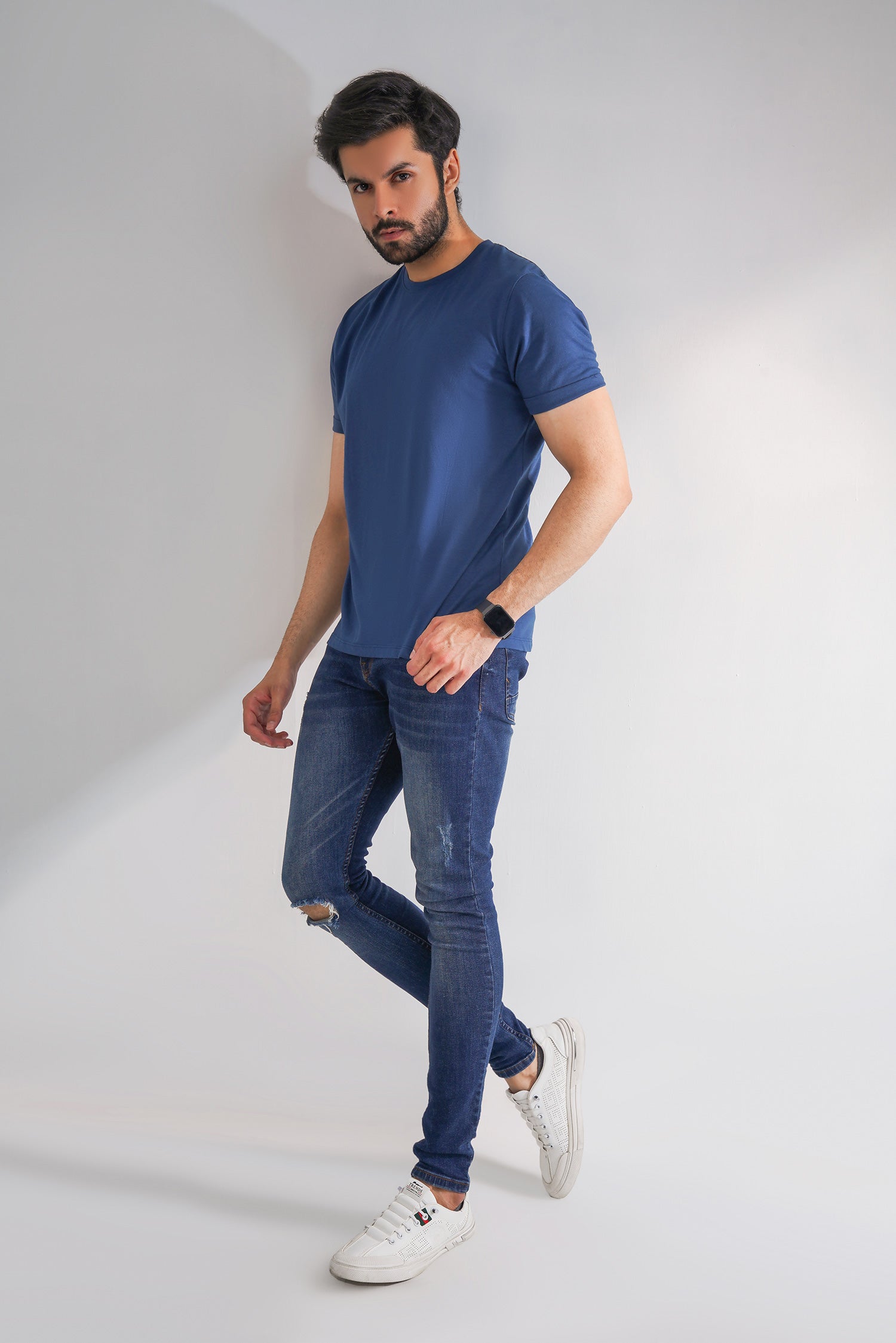 Men Teal Basic T-Shirt