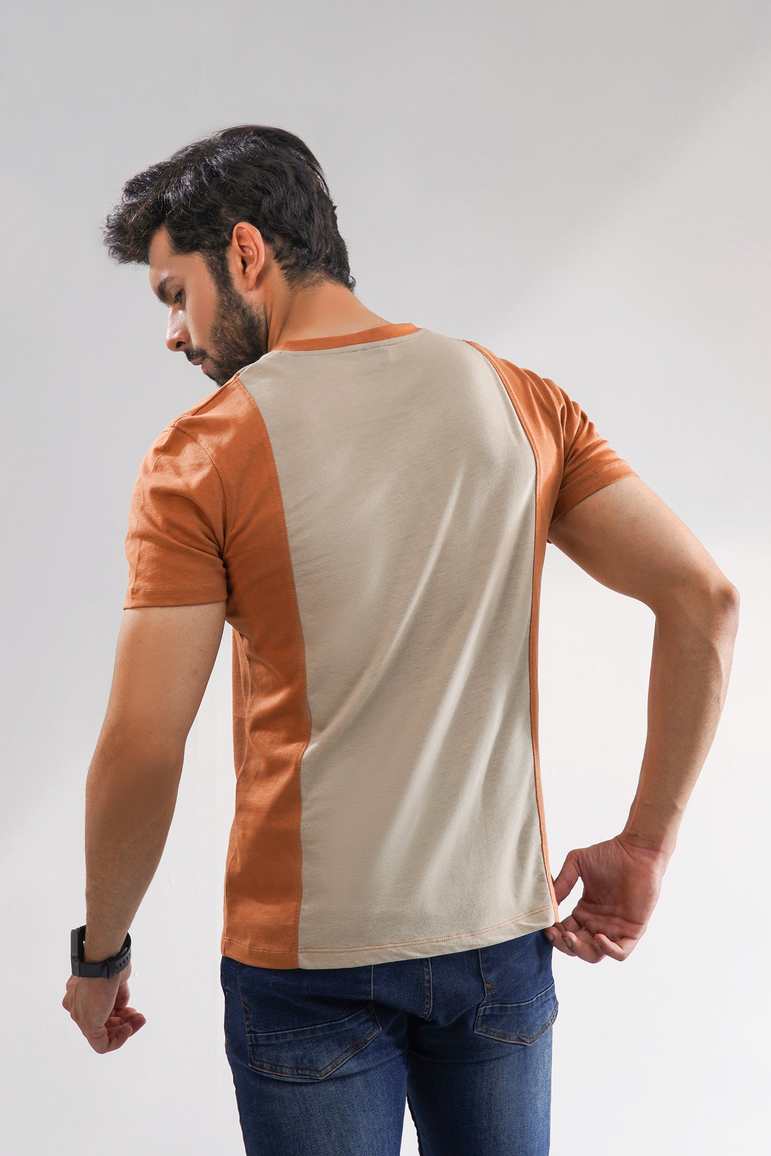 V-Neck Camel T-Shirt For Men