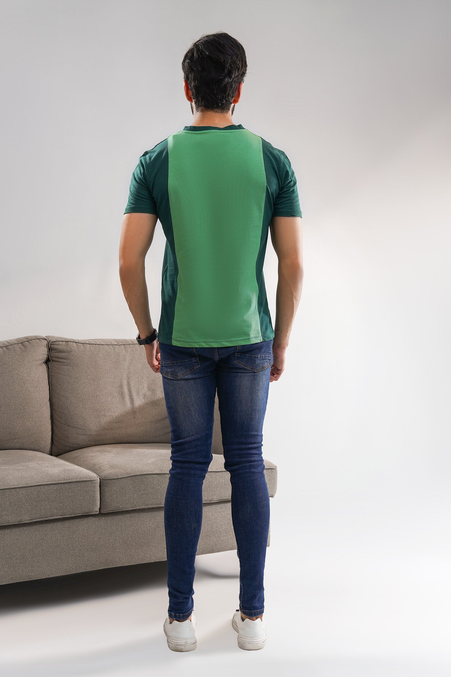 Green Relaxed Fit V-Neck For Men