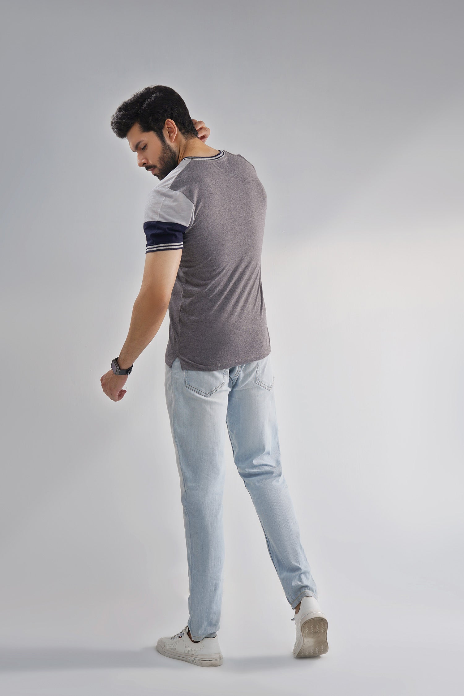 Grey Three Button Henley Shirt