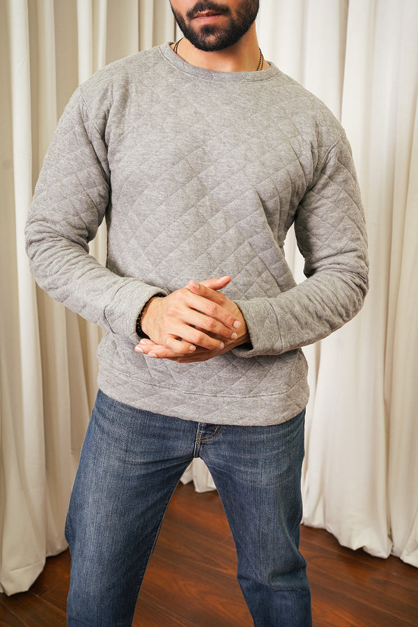 Grey Waffle Knit Sweat Shirt