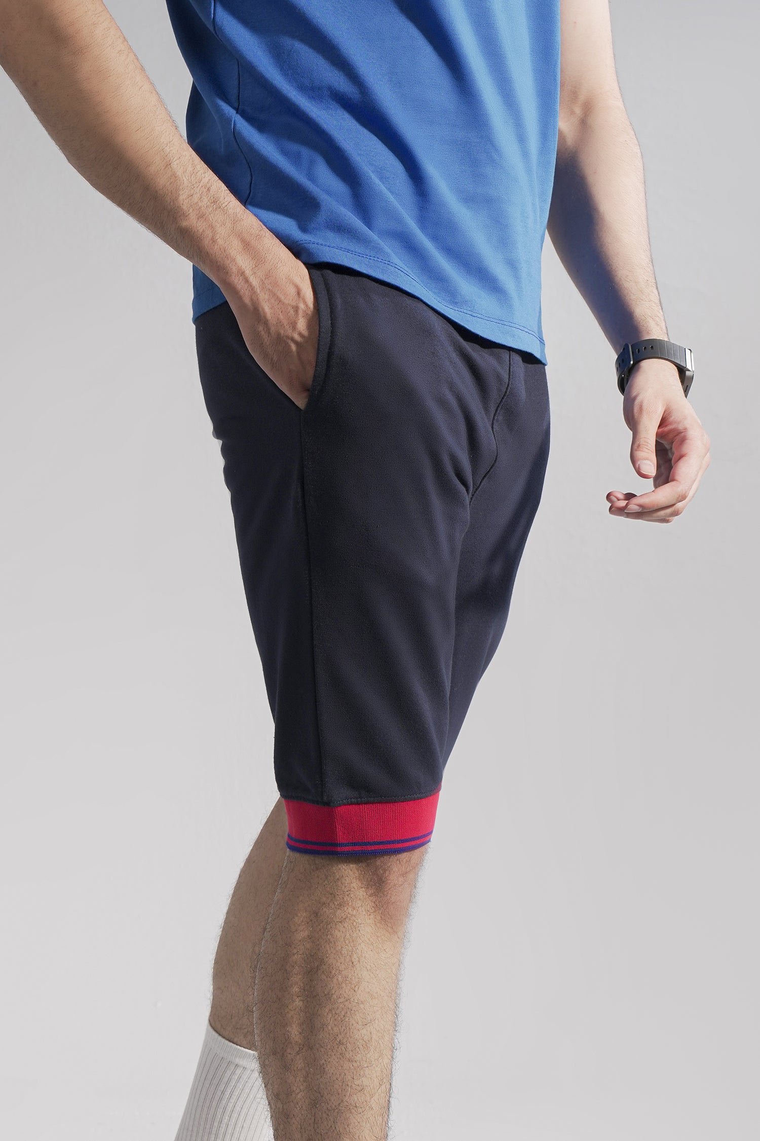 Men's Navy Shorts With Elasticated Hem