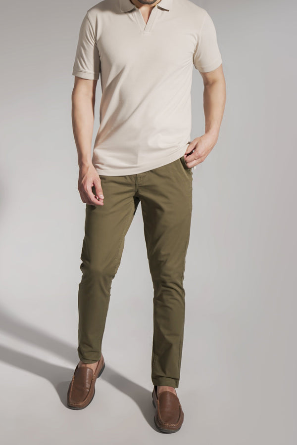 Olive Regular Fit Cotton Pant