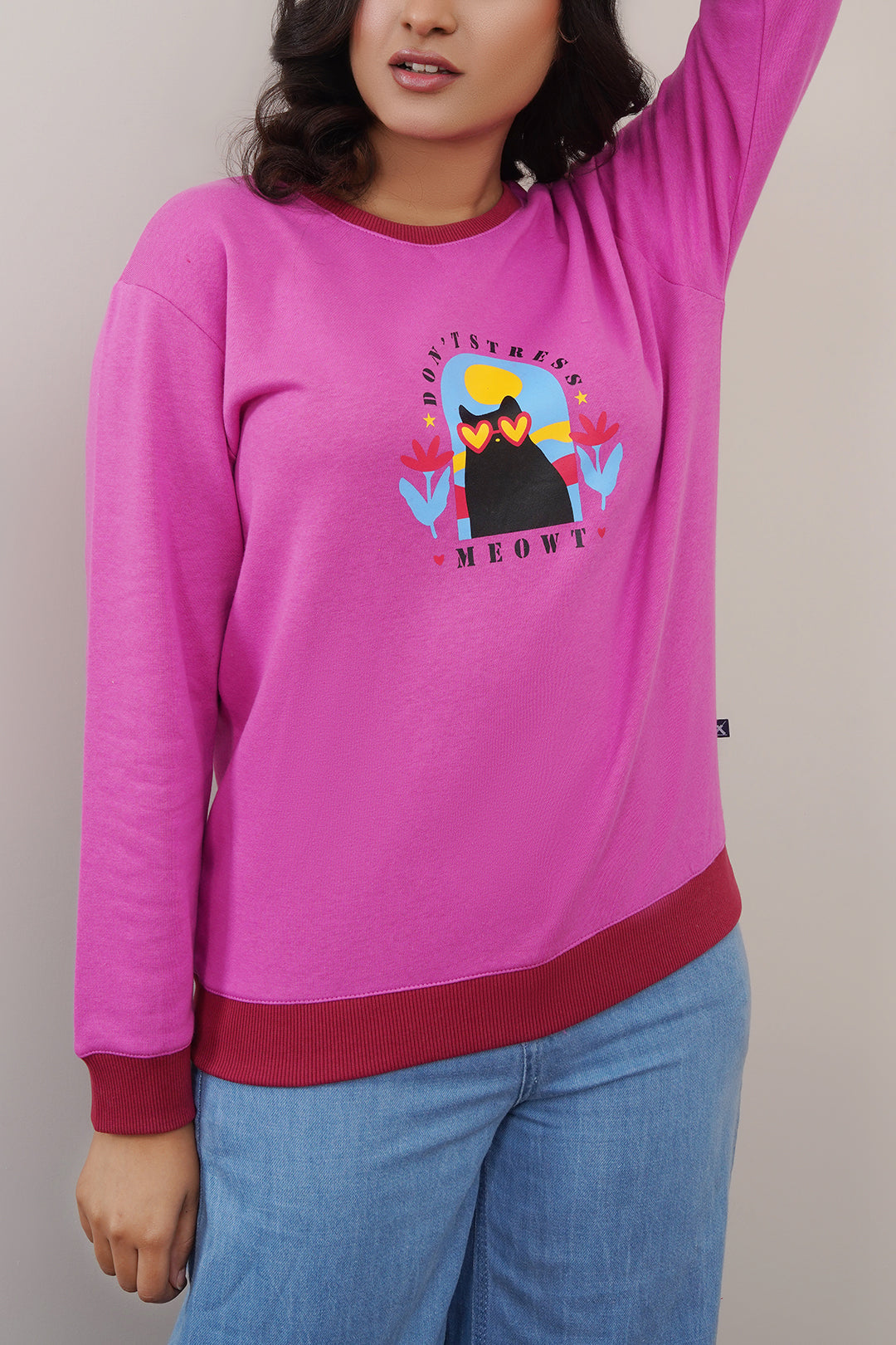 Women Don't Stress Printed Sweat Shirt