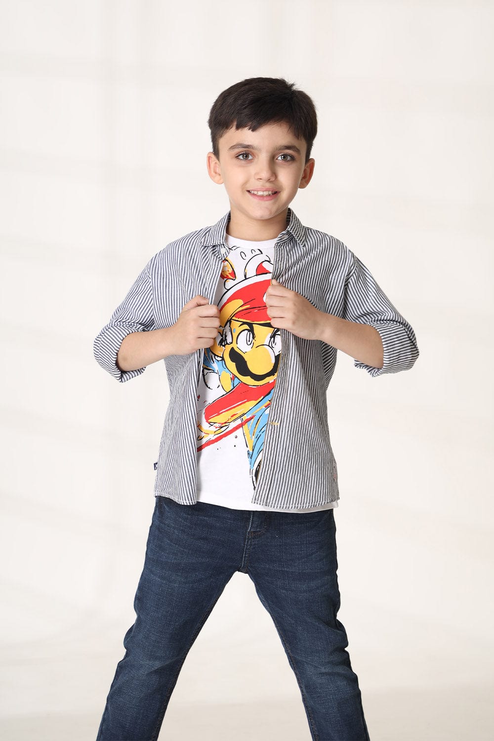 Hope Not Out by Shahid Afridi Boys Casual Shirt Boys Grey Lining Casual Shirt