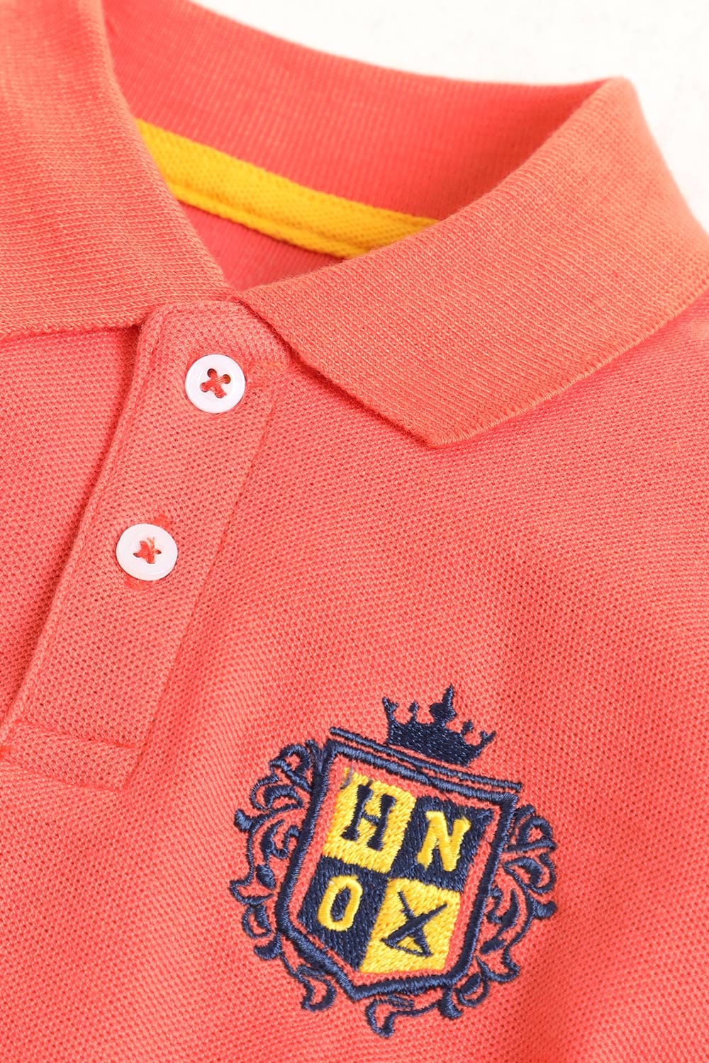 Hope Not Out by Shahid Afridi Boys Knit Polo Shirt Boys Peach Fashion Embroidery Polo