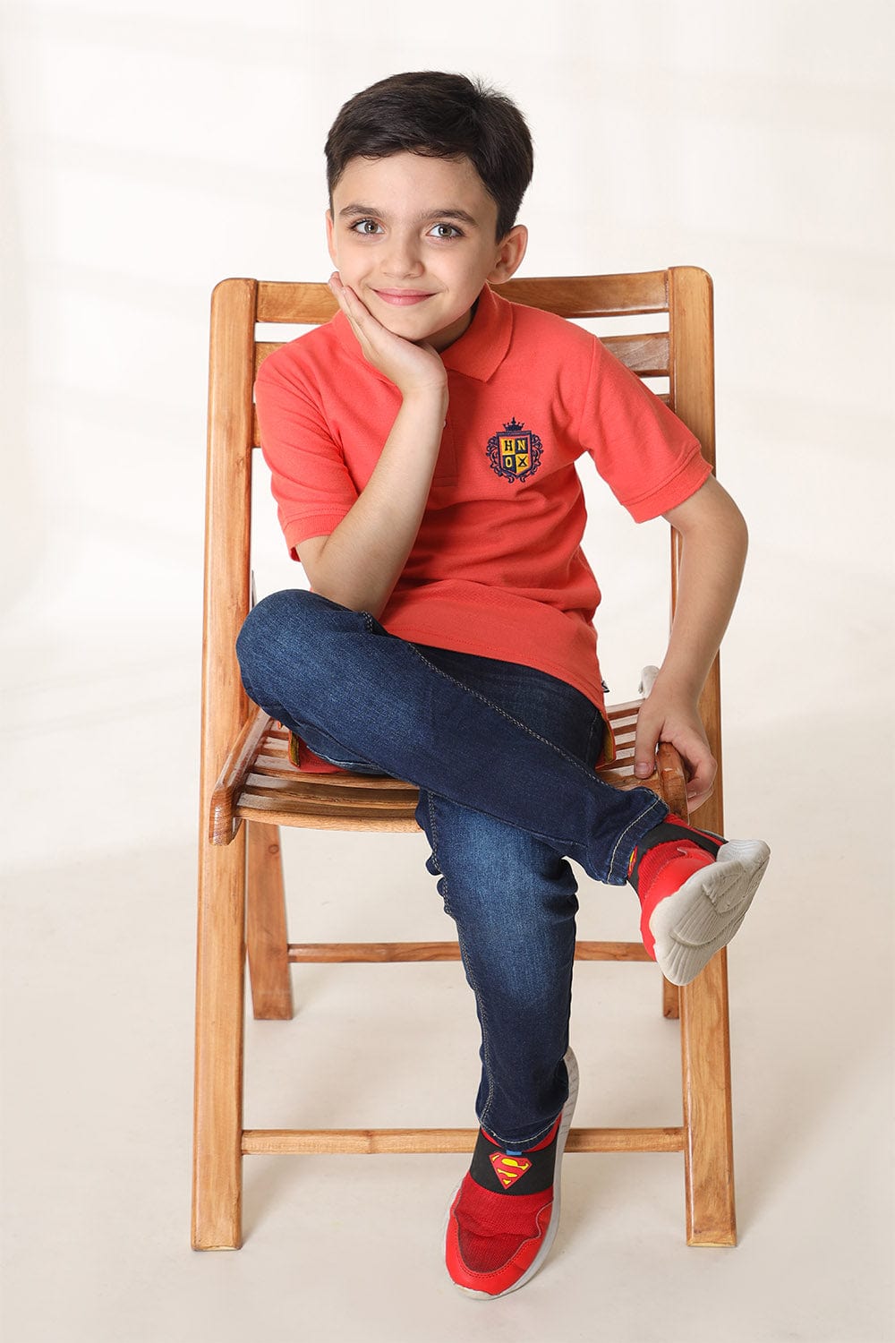 Hope Not Out by Shahid Afridi Boys Knit Polo Shirt Boys Peach Fashion Embroidery Polo