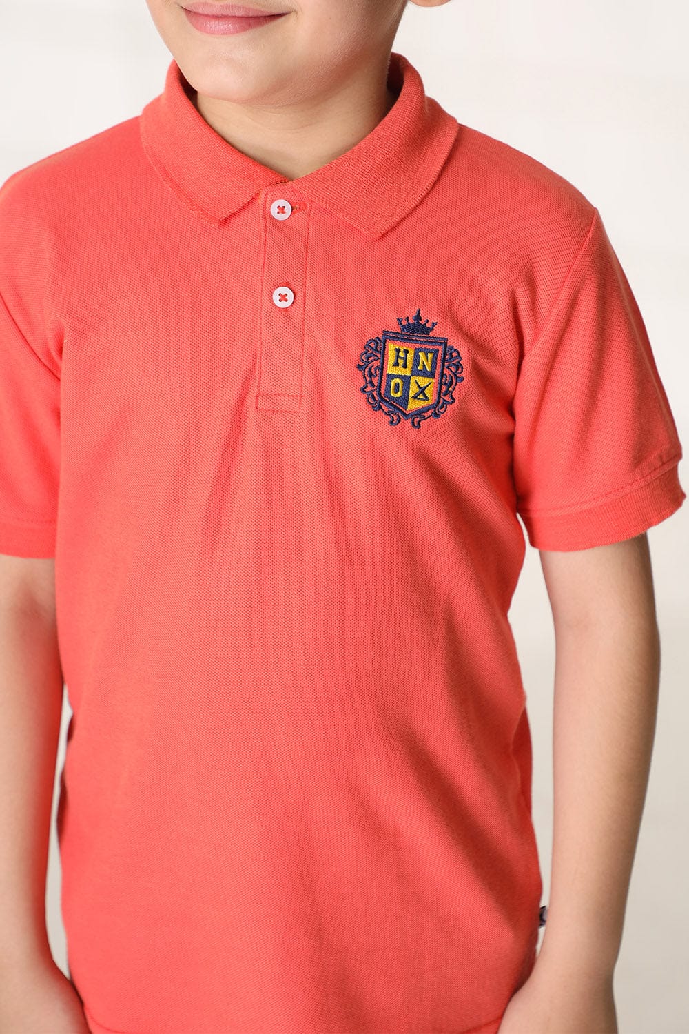 Hope Not Out by Shahid Afridi Boys Knit Polo Shirt Boys Peach Fashion Embroidery Polo