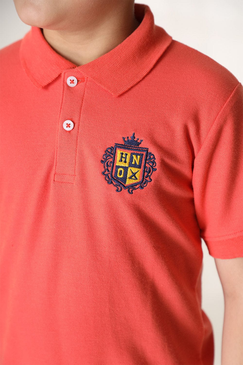 Hope Not Out by Shahid Afridi Boys Knit Polo Shirt Boys Peach Fashion Embroidery Polo