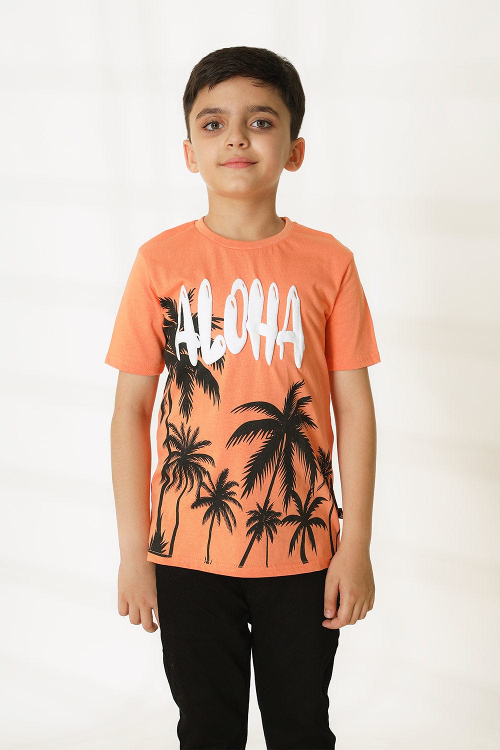 Hope Not Out by Shahid Afridi Boys Knit T-Shirt Boys Orange Aloha T-Shirt