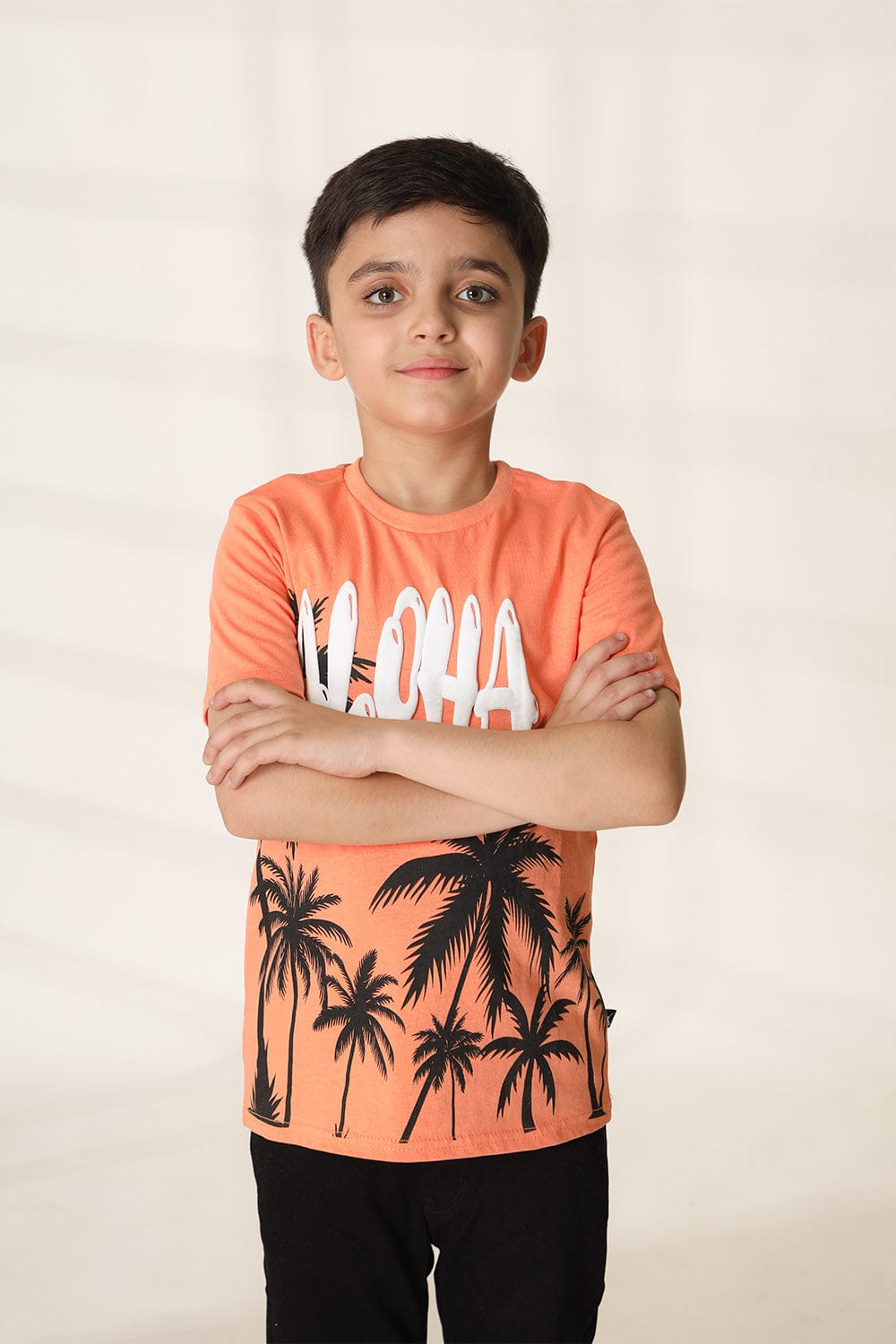 Hope Not Out by Shahid Afridi Boys Knit T-Shirt Boys Orange Aloha T-Shirt