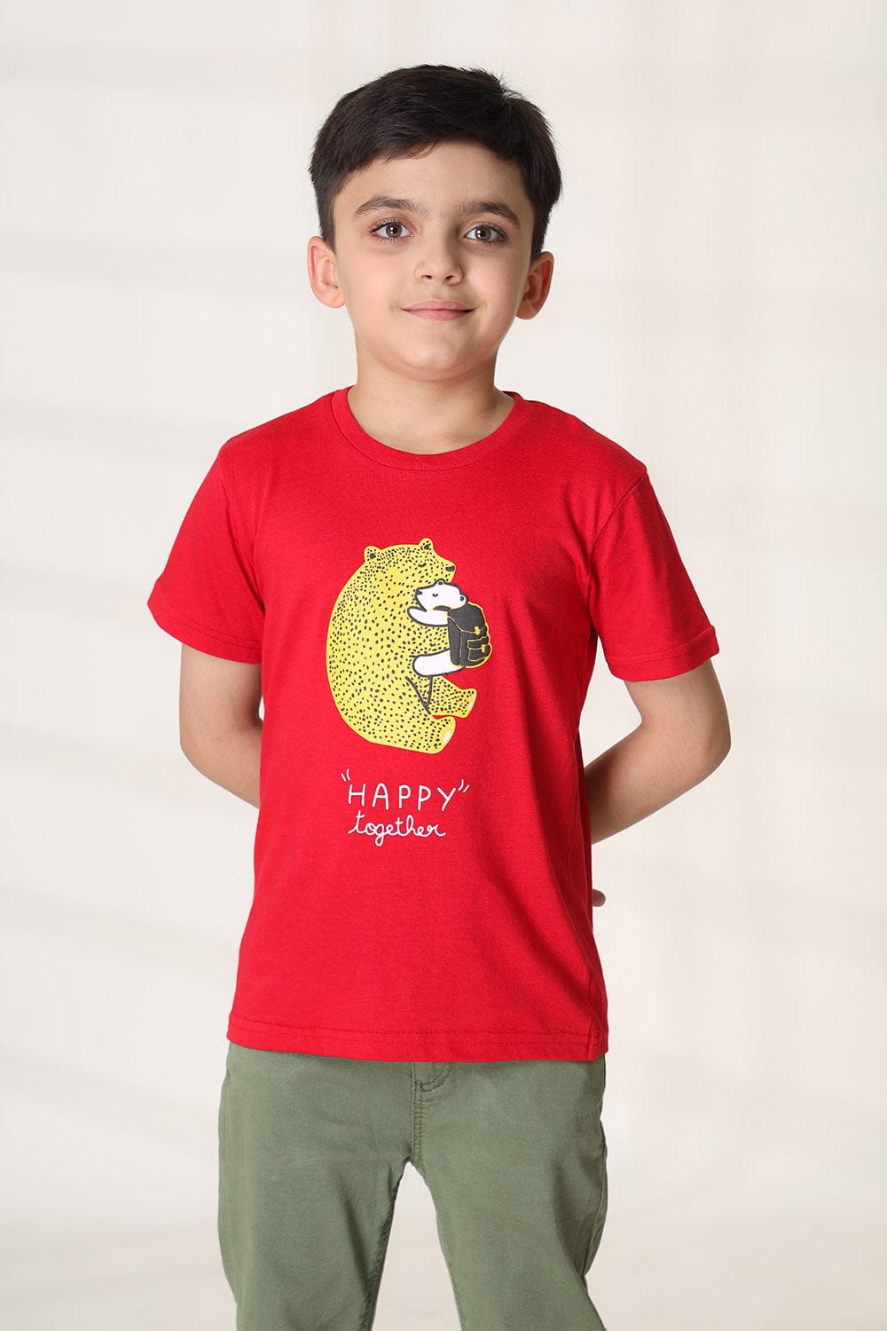 Hope Not Out by Shahid Afridi Boys Knit T-Shirt Boys Red Happy Together T-Shirt
