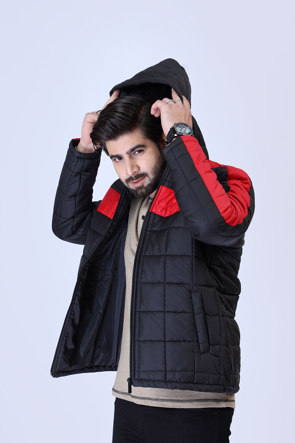 Puffer Jacket With Front And Shoulder Panel