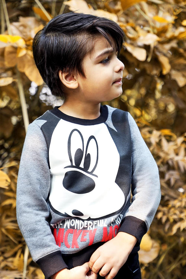 Hope Not Out by Shahid Afridi Boys Knit Sweat Shirt Mickey Sweatshirt