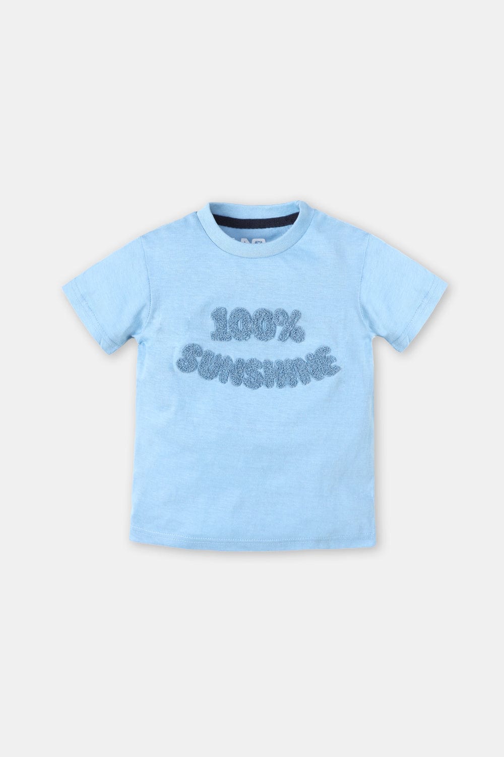 Hope Not Out by Shahid Afridi Boys Knit T-Shirt Boys' Sky Blue Sunshine Puff Print Half Sleeve Tee