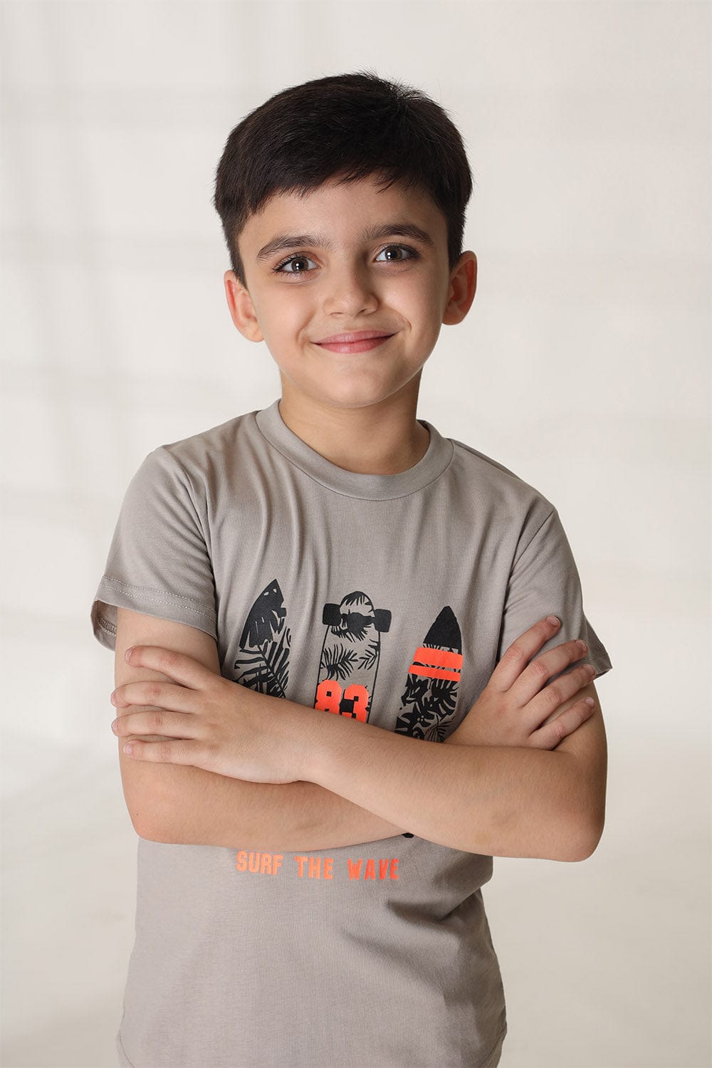 Hope Not Out by Shahid Afridi Boys Knit T-Shirt Skateboard Graphic Grey Half Sleeve T-Shirt for Boys