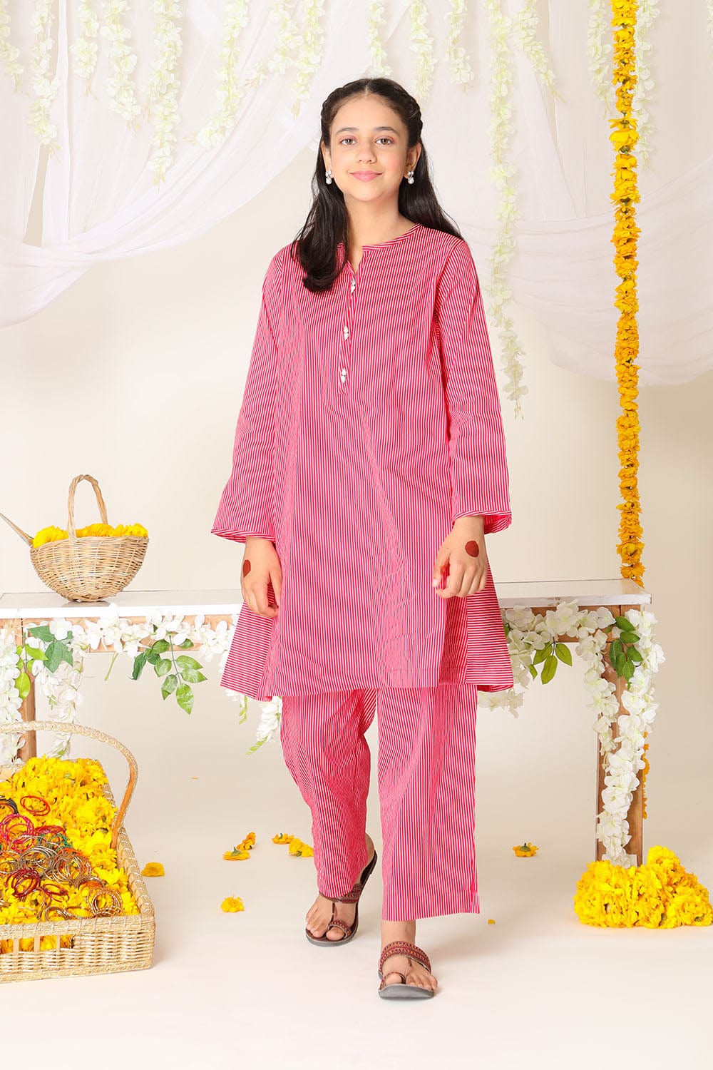 Hope Not Out by Shahid Afridi Eastern Girls Shirt with Trouser Kids Girls Pink 2Pcs Flora