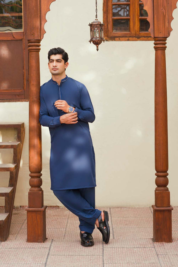 Hope Not Out by Shahid Afridi Eastern Men Shalwaar Kameez Azure Blue