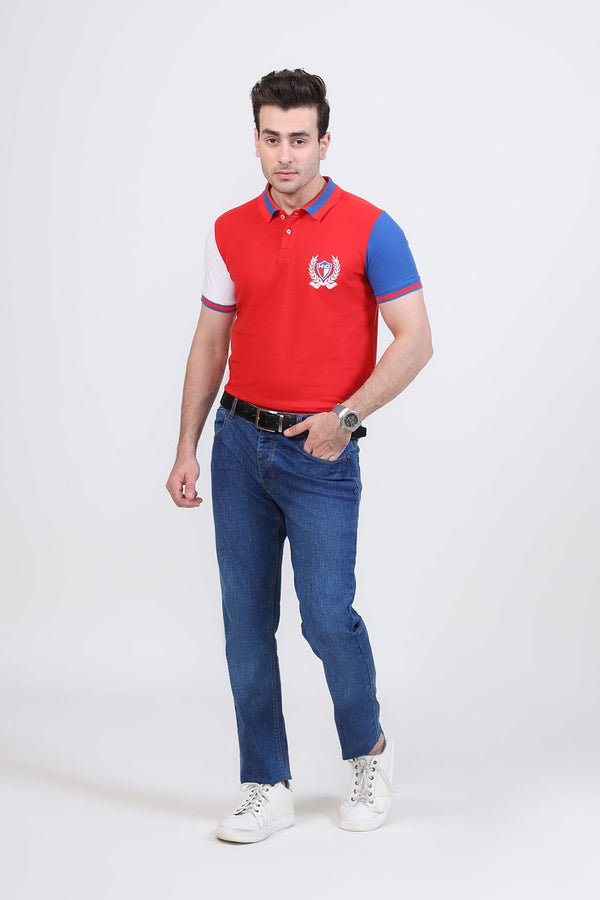 Hope Not Out by Shahid Afridi Men Polo Shirt Man Red Embroidery Tipping Collar