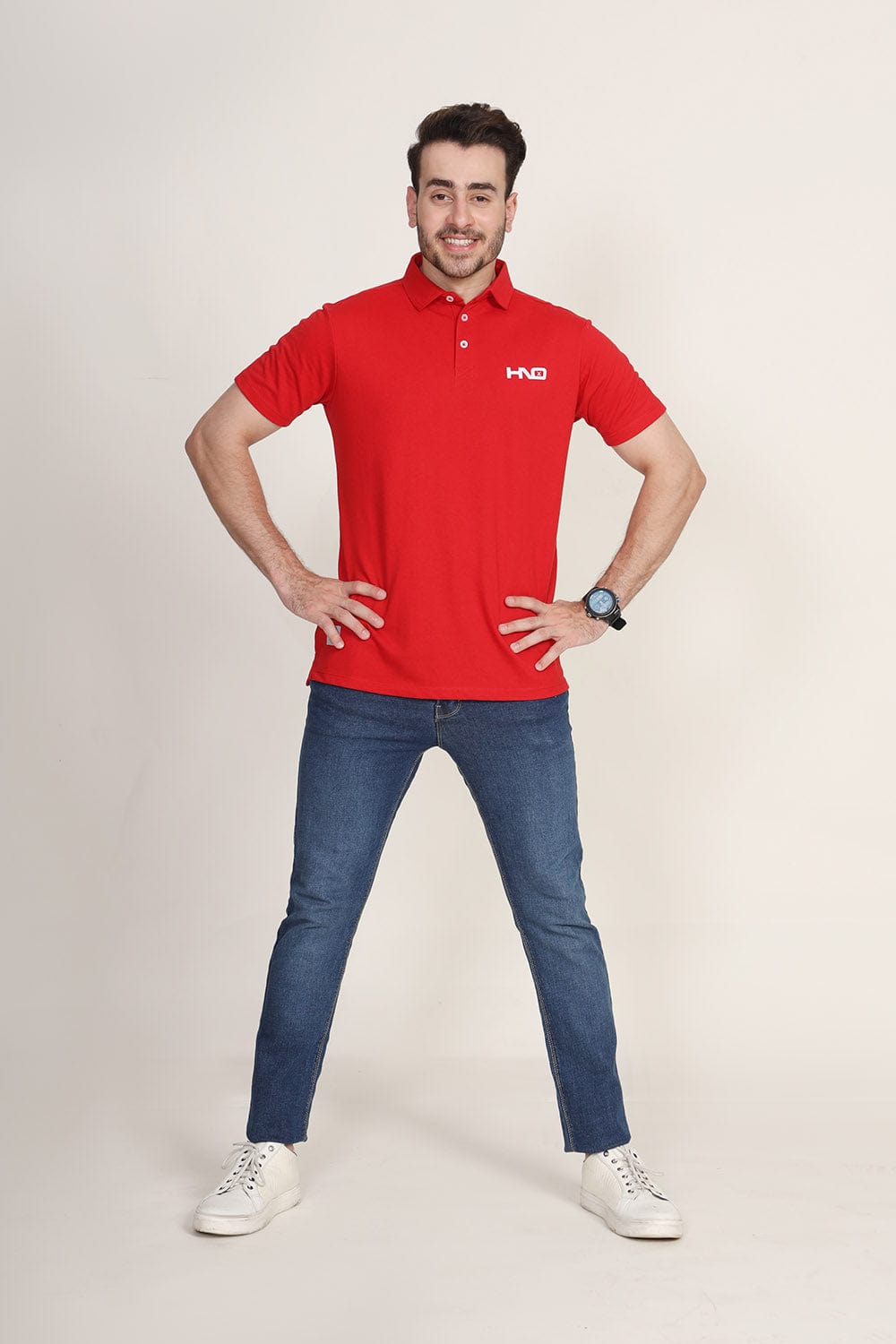 Hope Not Out by Shahid Afridi Men Polo Shirt Red Polo With Hno Logo Print