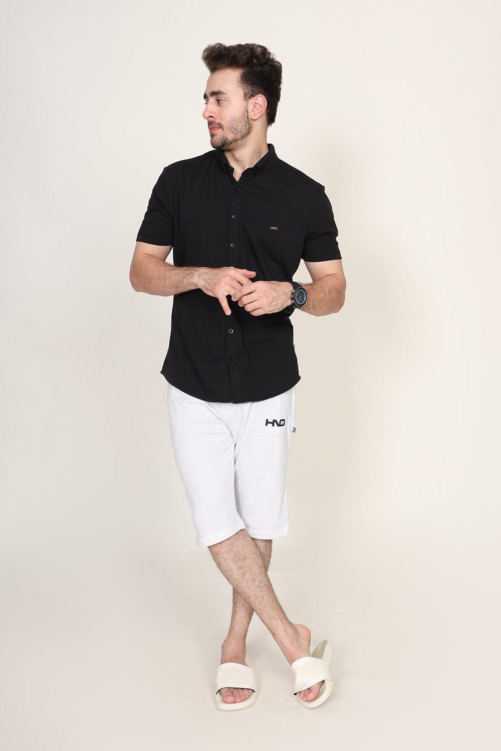 Hope Not Out by Shahid Afridi Men Shorts Man Off White Knit Short