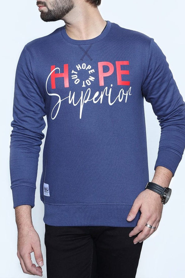 Hope Not Out by Shahid Afridi Men Sweat Shirt Blue Graphic Print Sweatshirt - Comfortable and Stylish