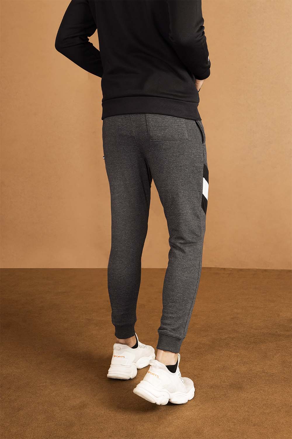 Hope Not Out by Shahid Afridi Men Trouser Charcoal Panellled Sweatpants